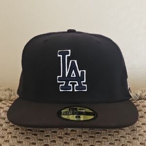 Authentic New Era LA Navy Blue Fitted Cap with White Logo Patch